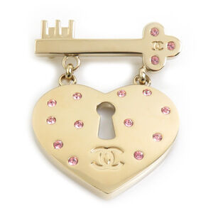 CHANEL Pink Heart Brooch